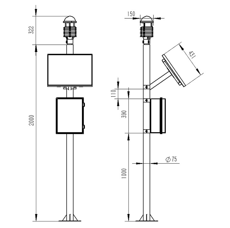 Product Dimensions of the Weather Station in the Park