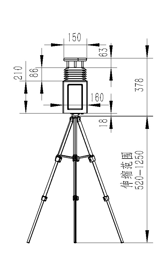 Two-element Portable Automatic Weather Station Product Dimensions