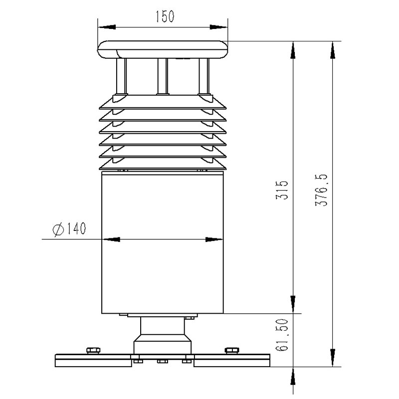 Dimensions of four and five elements vehicle-mounted weather station