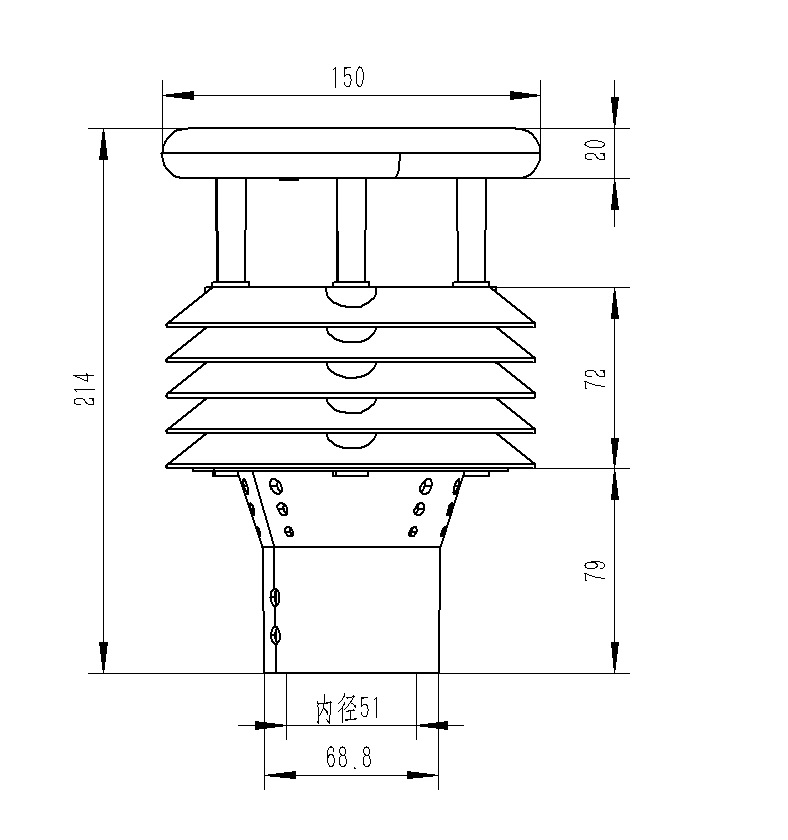 Product Dimensions of Ship Meteorometer