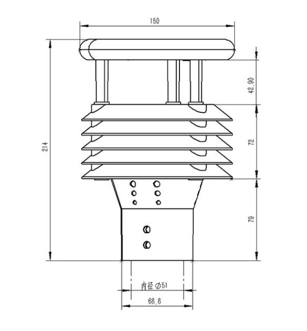 Product Dimensions of Integrated Explosion-proof Meteorological Sensor