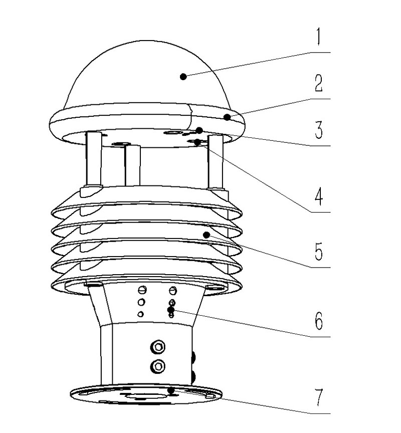 Product Structure Diagram of Five and Six Parameter Meteorological Sensors