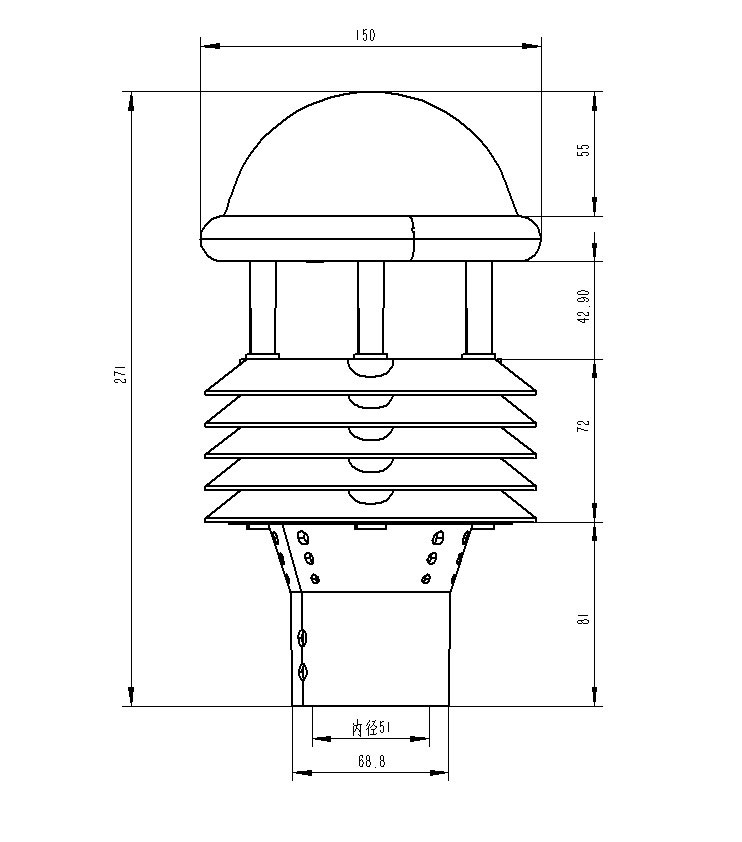 Dimensional drawing of power line micro-weather station