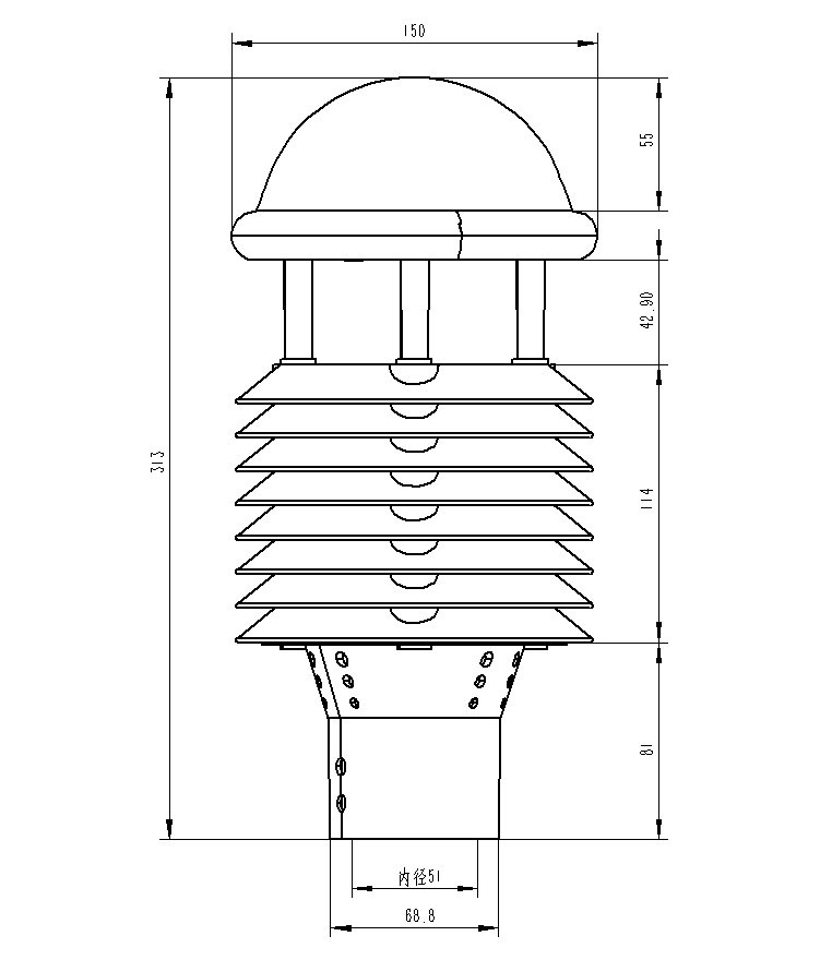 Product Dimensions of Smart Light Pole Environmental Monitoring Sensor