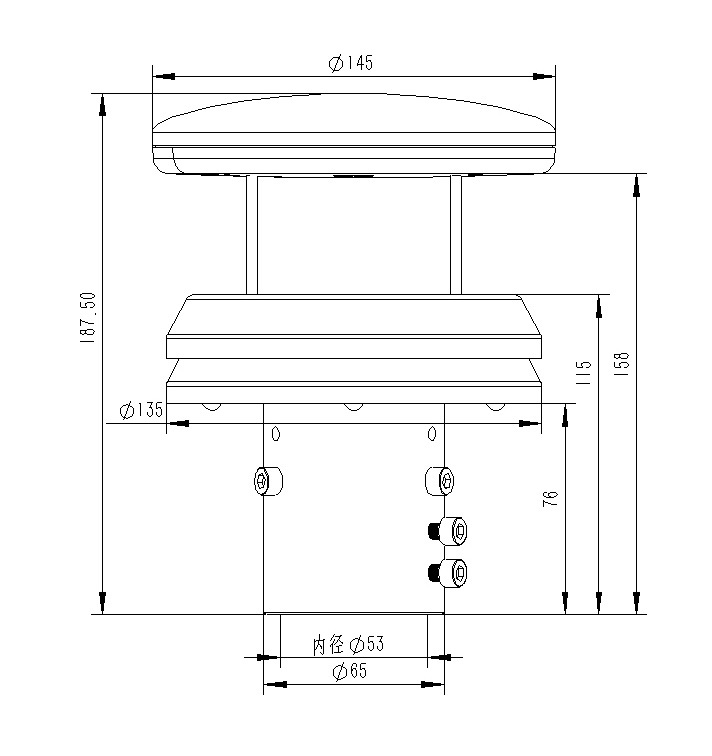 Product Dimensions of Metal Type Piezoelectric Rain Gauge