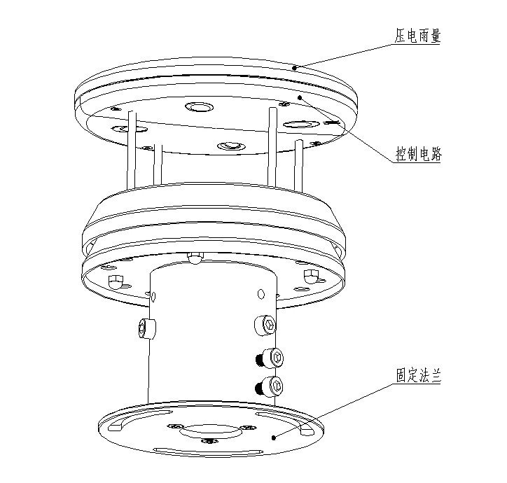 Product Structure Diagram of Metal Type Piezoelectric Rain Gauge