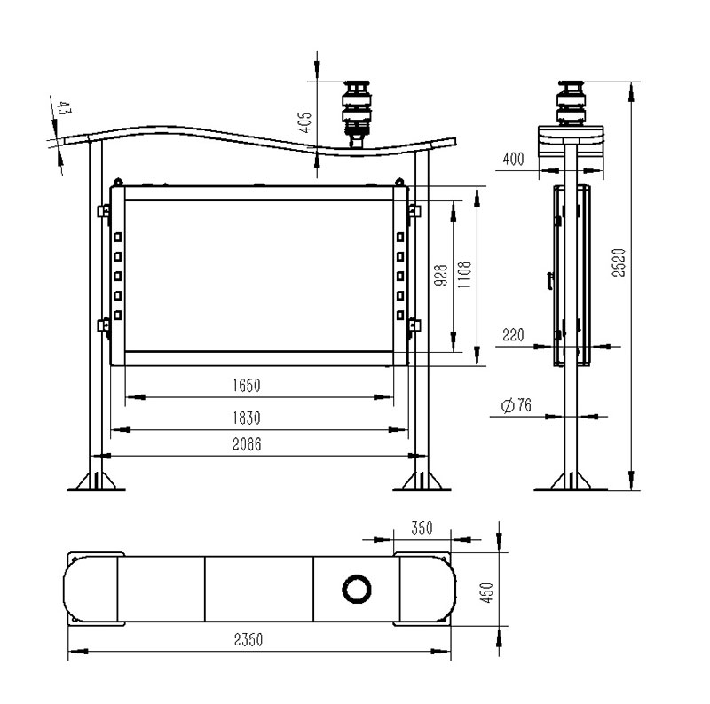 Product Dimensions of Integrated Negative Oxygen Ion Monitoring Station