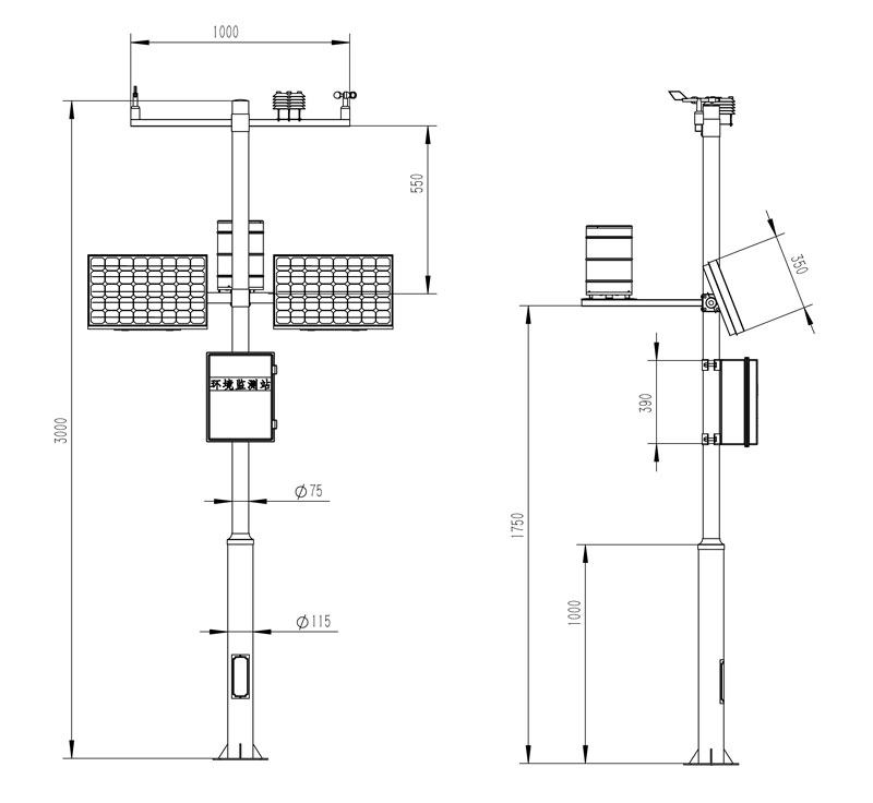 Product Dimensions of Automatic Small Weather Station