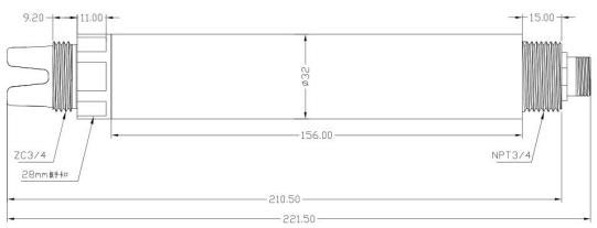 On-line ph sensor dimensions