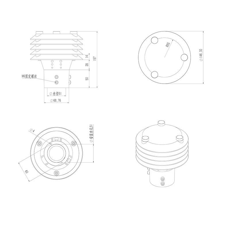 二氧化硫气体传感器产品尺寸图